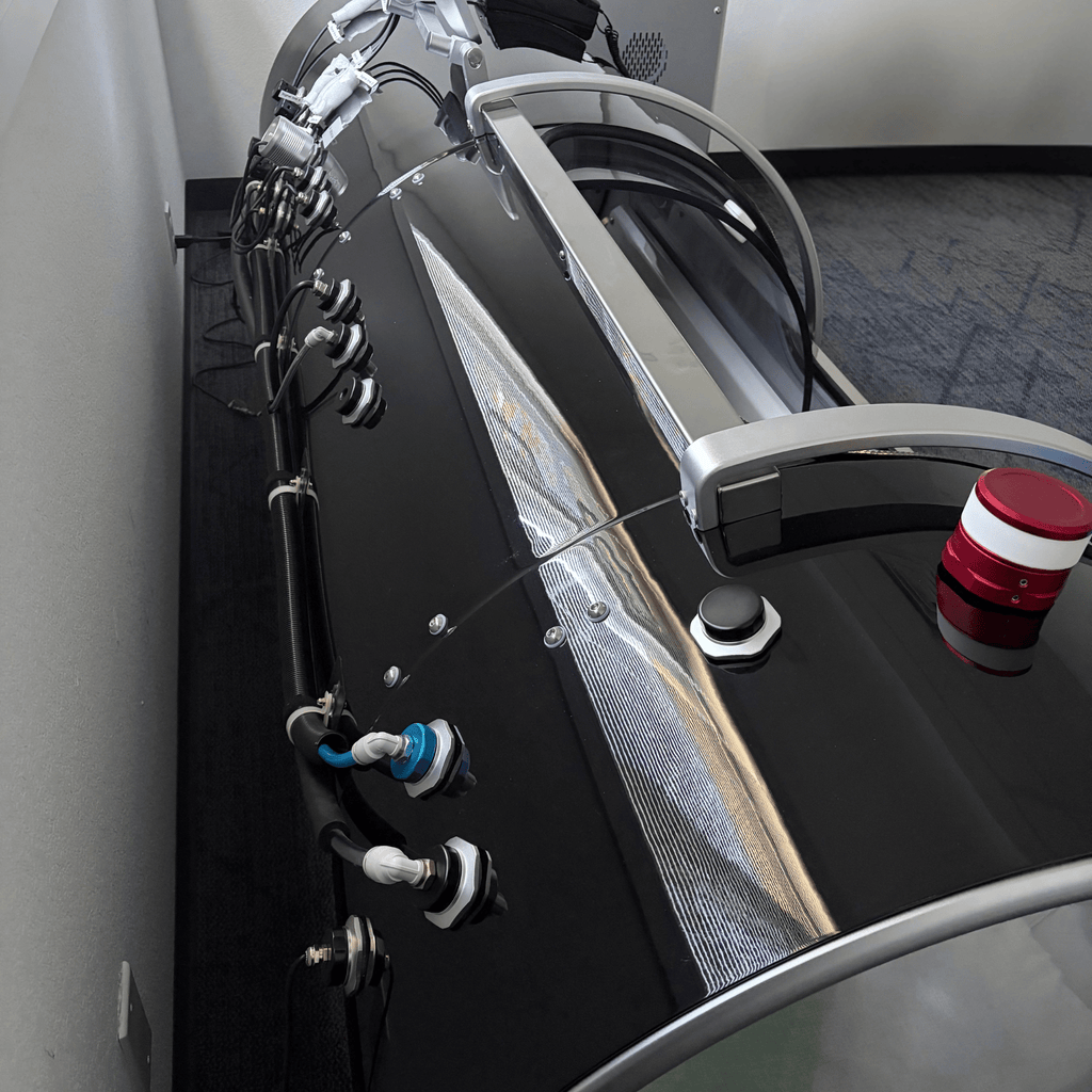 Backside of the 30 inch lying 2.0 ATA Hyperbaric Chamber