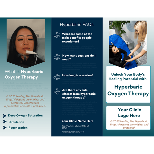 HBOT therapy overview brochure wellness center customizable tri-fold patient education